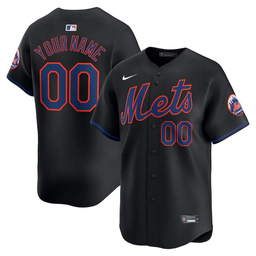 Men New York Mets Nike Black Alternate Limited Custom MLB Jersey->customized mlb jersey->Custom Jersey